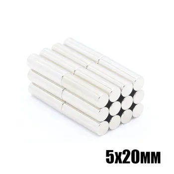 40pcs 5mmx20mm Apvalus Cilindras Stiprūs Neodimio Retųjų Žemių Šaldytuvas Magnetai, 5x20 mm NdFeB Magnetas 5*20 5mm*20mm nemokamas pristatymas