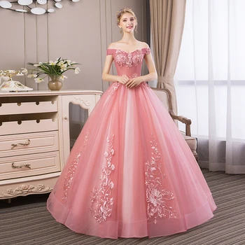 Quinceanera Suknelės 2021 Naujas Elegantiškas Valtis Kaklo Prabangūs Nėriniai Siuvinėjimo Vestidos De 15 Anos Šalies Prom Derliaus Quinceanera Suknelė F