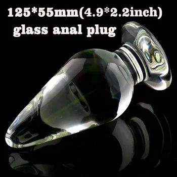 125*55mm Sklandžiai skaidraus stiklo butt plug analinis dilator expander didelis analinis kaištis dildo didelis buttplug sekso žaislai moteris