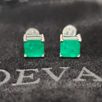 OEVAS 925 Sterlingas Sidabro 7mm Sukurta Smaragdas Stud Auskarai Moterims Aukščiausios Kokybės Vestuvių Dalyvavimo Šalies Fine Jewelry