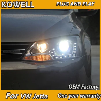 KOWELL Automobilių Stilius VW Jetta MK6 priekinis žibintas 2011-M. Angel Eye LED Žibintai DRL Bi Xenon Objektyvas Didelis artimąsias automobilių Stovėjimo aikštelė Rūko Lamg