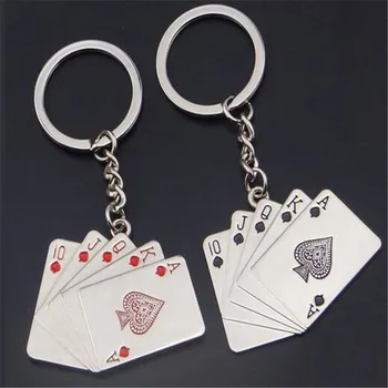 10 X Automobilių Stiliaus Metalo Keychain Royal Flush Pokerio Žaidimo Kortelės paketų prižiūrėtojų raktinę Raktų pakabukai Žavesio Papuošalai Moterims, Vyrams, Aksesuarai
