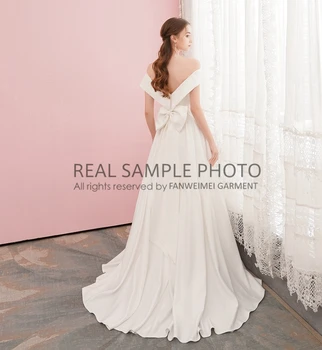 FANWIEMEI#3013 Realios foto paprasta nuotakos suknelė paskirties ypatingą vestuvių suknelė off peties minkštas satin plus size gamyklos kaina
