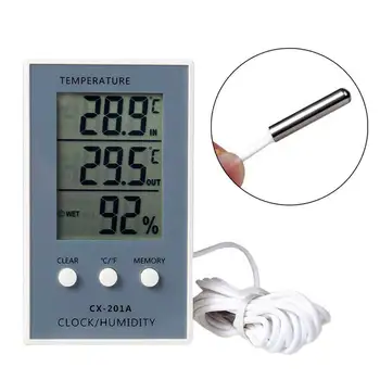 Skaitmeninis Termometras su Drėgmėmačiu Patalpų Lauko Temperatūros Drėgmės Matuoklis C/ F su LCD Ekranu Jutiklis Zondas, Oro Stotis