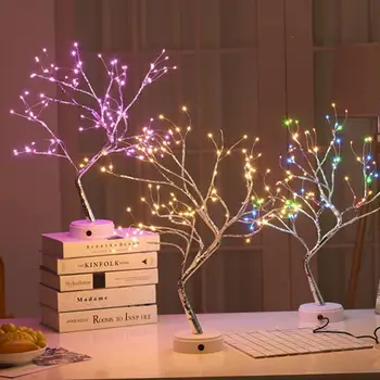 LED Nakties Šviesos Bonsai Stiliaus Kalėdų Sveikinimą Medžio Šviesos Vario Viela, Garliava Lempos Pasakų Žibintai Namų Vaikai Miegamojo Puošmena
