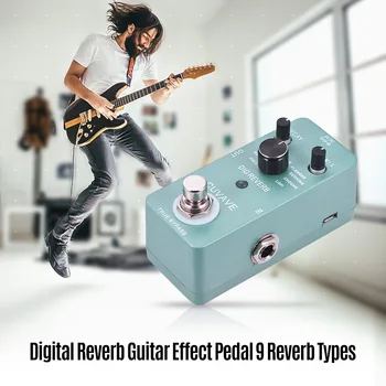 Skaitmeninis Reverb Gitaros Efektu Pedalas Kompaktiškas dydis 9 Reverb Tipai Tiesa Apeiti Visą Metaliniu korpusu Aukštos Kokybės Gitaros Efektu Pedalas