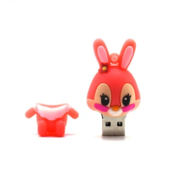 Usb flash diskas 128GB 64GB 32GB 16GB 8GB 4GB Animacinių filmų triušis pendrive 256 GB rožinis mielas atminties stck gyvūnų pen ratai