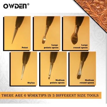 OWDEN 3Pcs Odos Modeliavimo Drožybos Įrankių Rinkinį odos modeliavimo Taško Stylus Šaukštas priemonė odos Presavimo įrankis odos priemonė