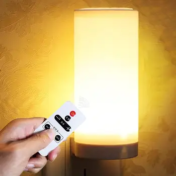 ES Plug Ryškumas Reguliuojamas Naktį LED Lemputė Su Nuotolinio valdymo pultelis, AC 110-240V Kištukas Naktį Lempa Su Laiko Funkcija