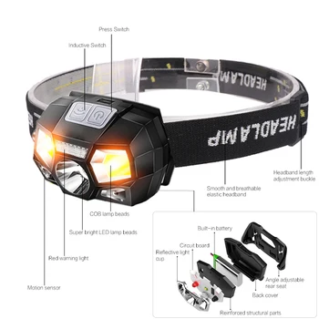 Pocketman Galingas LED Žibintas Kūno Judesio Jutiklis, Žibintų Indukcijos Žibintas USB Įkrovimo Galvos Žibintuvėlis Stovyklavimo Žibintas