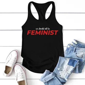 Mes Shoul Visi Feminizmo Laiškas Spausdinti Feminizmas Feminizmas Moterims marškinėliai trumpomis Rankovėmis laisvos Moters Marškinėliai Camiseta Tirantes Mujer