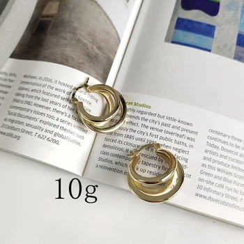 LouLeur 925 sterlingas sidabro tris ratas auskarai aukso kūrybos temperamentas tekstūros elegantiškas moterų auskarai ir madingi papuošalai