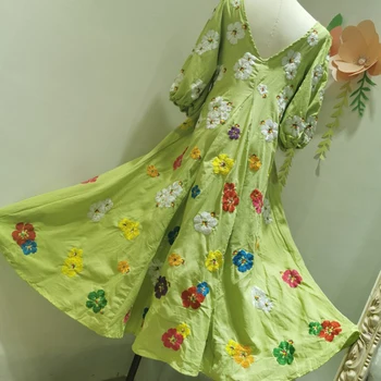 Jastie 2020 M. Pavasarį, Rudenį Moterų Suknelė Retro Spalvinga Gėlių Siuvinėjimas 