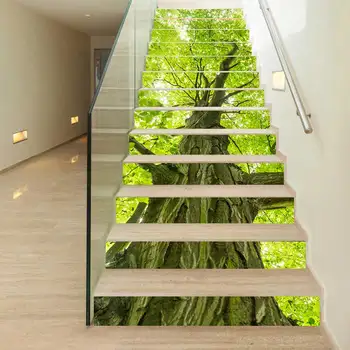 Didelis Medis Laiptų Lipdukai Green PVC, atsparus Vandeniui Vinilo Decoracion Escaleras Laiptų Veiksmus, Lipdukai, Miegamojo Kambarį, Namų Projektavimas 3D