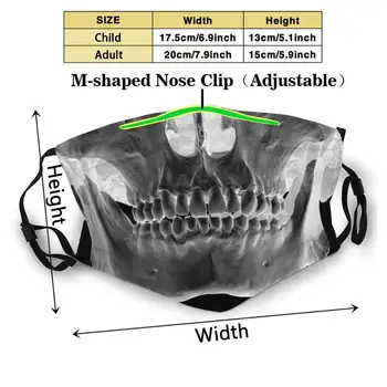 Kaukolės rentgeno spinduliuotės Kaukė 3d Spausdinimo Daugkartinio naudojimo Burnos Kaukę, Plaunamas Filtras Stabdžių Dulkių Veido Kaukė Metalo