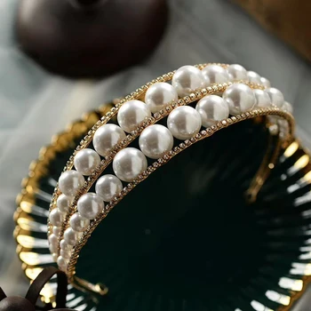Europos Perlai Brides Kristalų Rožančiai Vainikai, Vestuvinės Headpieces Vakare Plaukų Papuošalai