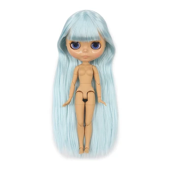 LEDINIS DBS Blyth lėlės 1/6 bjd bendras kūno šviesiai Mėlynos plaukai Tiesūs plaukai, šviesiai Rudos Odos siny veido 30cm žaislų mergaitėms dovanų