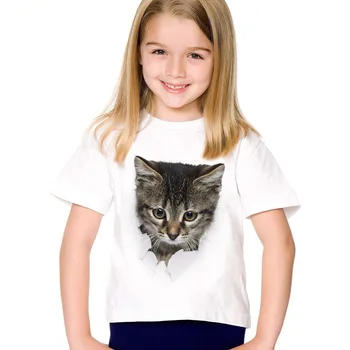2020 VAIKIŠKI marškinėliai naujas Vasaros Mielas Vaikams, Prekės ženklo Drabužių Vaikams Mergina trumpomis Rankovėmis Spausdinti 3d Katė TShirts Viršūnes Baby Girl Drabužiai