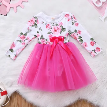 Mados Naujagimis Baby Girl Dress+Aprengti Kūdikį Gėlių Romper Jumpsuit Tiulio Nėrinių Suknelė Drabužiai, Apranga
