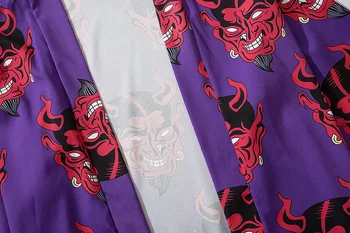 Japonijos Demonas Spausdinti Moterų Harajuku Megztinis Kimono Vasarą Laisvi Marškinėliai Topai Atsitiktinis Žmogus Kimonos Kailis Yukata Skraiste