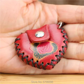 Oda kūrybos rankų darbo raudonos širdies formos keychain maišelį, aksesuarų mini monetų krepšys širdies formos mados atitikimo pakabukas