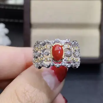 KJJEAXCMY fine jewelry natūralus raudonasis koralas 925 sterlingas sidabro naujas moterų brangakmenio žiedas paramos bandymo gražus