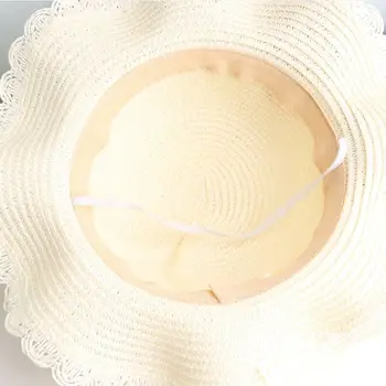Vaikai Mergina Mados Šiaudų Skrybėlę Mielas Saldus Gėlių Kvėpuojantis Apsaugos Nuo Saulės Paplūdimyje Saulės Skrybėlę Su Pečių Maišą Nustatyti Mergaitės 2-7 Metų