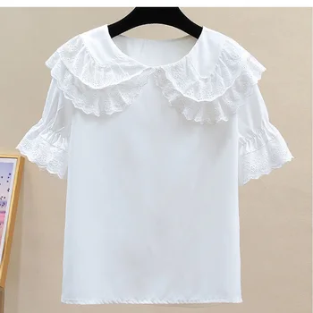 Vangull Moterų pavasario palaidinė 2020 m. balti marškiniai ilgomis rankovėmis medvilnės moterų viršūnes ir nėrinių palaidinės priežastinis moterų marškinėliai mados blusas