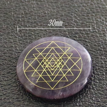 Natūralių Kristalų 7-spalva Chakra Ornamentu Graviruoti Geometrinis Trikampio Modelis Šri Yantra Jogos, Reiki Meditacija Prop Namuose Papuošti