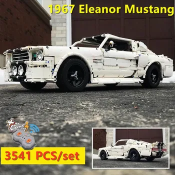 Naujas klasikinis 1967 Ford Mustang Eleanor Lenktynių Automobilis tinka lepinings įrangos pardavimas, biuro įrangos SS-14616 kūrimo bloką plytų vaikas žaislai, gimtadienio dovana
