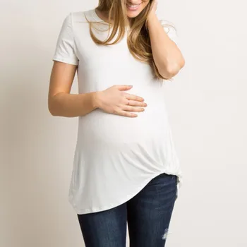 Moterų Motinystės Marškinėlius trumpomis Rankovėmis Įgulos Kaklo Kaklaraištis Nėštumo T-Shirt Krūtimi Patogūs Drabužiai Ropa Premama Embarazadas