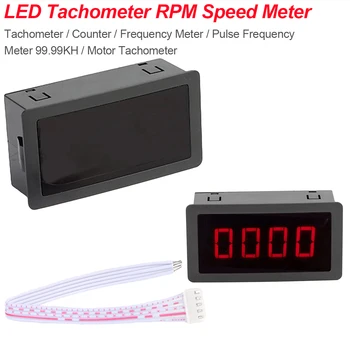 4 Skaitmeninis LED Raudona Tachometras RPM Greičio Matuoklis+Salėje Artumo Jungiklis Jutiklis NPN 10-9999RPM/0.5 RPM