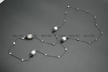 Asfaltuotas Black Crystal Natūralus Baltas Gėlo Vandens Bulvių Pearl Susiję su CZ Karoliukai, Ilgas Grandines Karoliai Mados Džemperis Papuošalai