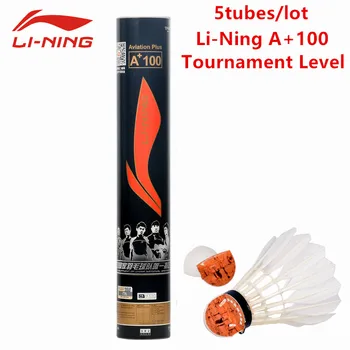 5tubes/daug Li-Ning Turnyro Lygio Badmintono Shuttlecock A+100 Žąsų Plunksnų Kamuolys Li Ning Paukštelis Battledore L659-5OLB