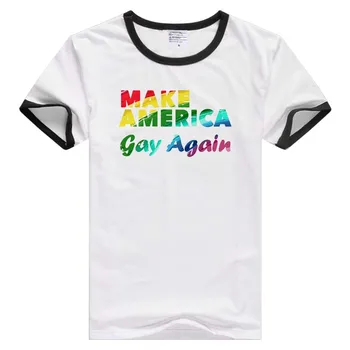 Kad Amerikoje Gėjų Vėl gėjų Donald Trump trumpas rankovės atsitiktinis Vyrai Moterys T-shirt Patogus Marškinėlius Cool Spausdinti Viršūnes GA551
