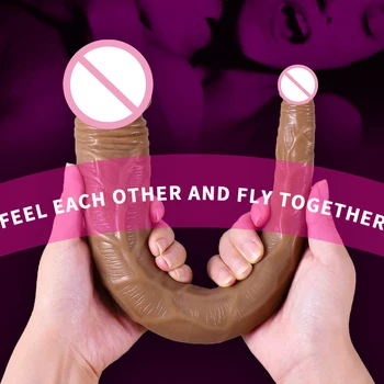 Realus Dvigubas Dildo Moterų Lesbiečių Žaislai Moterų Masturbacija Sekso Įrankiai didelis Juodas Penis Analinis Penis Suaugusiųjų Erotika Mašina