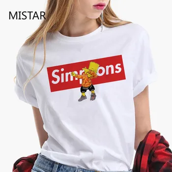 2020 Naujas Vasaros Mados Simpson Spausdinti Moterų marškinėlius juokingas Animacinių filmų t shirts Harajuku T shirts Hipster Streetwear Viršūnes moteris