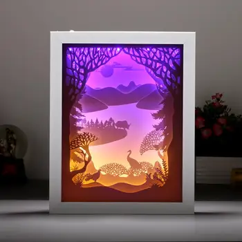 Popieriaus Iškirpti šviesdėžės 3D Šešėlis Dėžutės Rėmas Šviesos Meno Tapybos Naktį Led Šviesos Lauke Foto nuotraukų Rėmelis