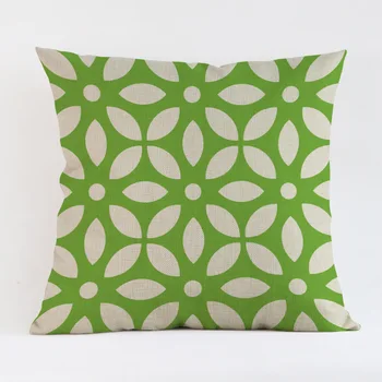 Žalia Plaids Geometrinis Lapų Juostele Spausdinti Dekoratyvinės Pagalvėlės Dangtis Sofa-lova Princesė Stiliaus Medvilnės Skalbiniai Mesti Pagalvės užvalkalą 45*45cm