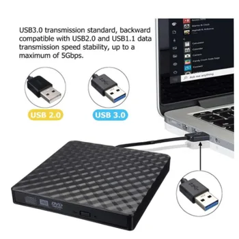 Gofruotas išorės USB3.0 nešiojamas DVD įrašymo įrenginys RW CD burner ultra-plonas optinio diskų įrašymo įrenginį reader žaidėjas tinka nešiojami