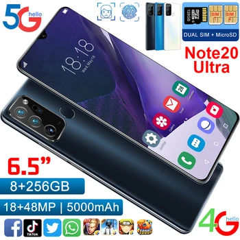 Note20 Ultra 5G Mobiliojo Telefono 10core 8G 256G Dual Kortelės 6.7