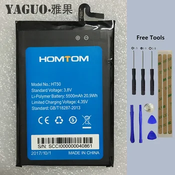 Originalus HOMTOM HT50 Baterijos Pakeitimo 5.5 colių 5500mAh Atsarginės Baterijos HOMTOM HT-50 Smart Phone + Nemokamas Įrankiai
