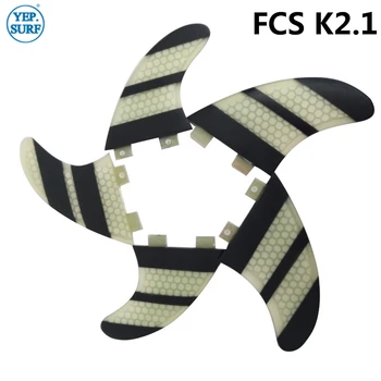 Burlenčių Fin FCS K2.1 Pelekai tri-quad fin Baltos ir Juodos Stiklo pluošto Korio Fin Banglenčių