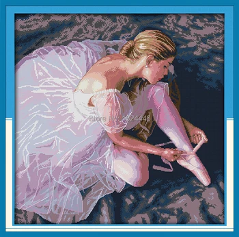 Ballerina girl, grožis, šokis, tapyba skaičiuojami spausdinimo ant drobės 14CT 11CT nebaigtų DMC Kryželiu rinkinys Rankdarbiams Siuvinėjimo Rinkinys